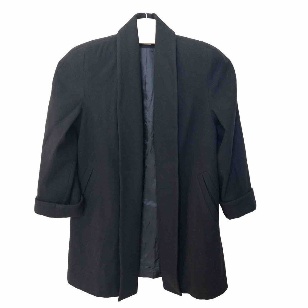 Vintage‎ Samantha Taylor Black Wool Coat Womens Size 12 Made In Russia